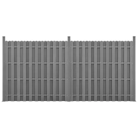   WPC kerítéspanel 185×376 cm szürke 2 db-os prémium modern kerítés