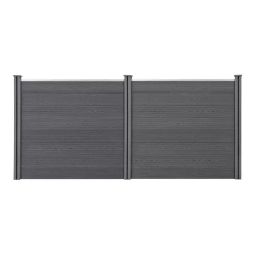 WPC kerítéselem szürke kerítéspanel 165x314 cm időtálló, modern kerti kerítés