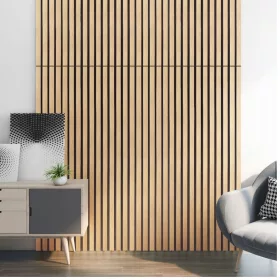   Akusztikus fali panel 4db 120x60 cm világos tölgyfa hatású lamellás falburkolat dekorpanel