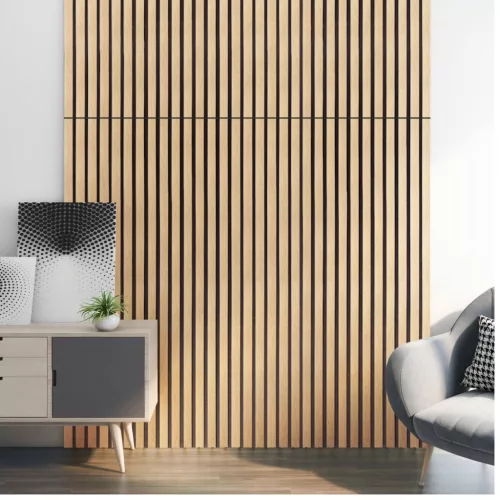 Akusztikus fali panel 4db 120x60 cm világos tölgyfa hatású lamellás falburkolat dekorpanel