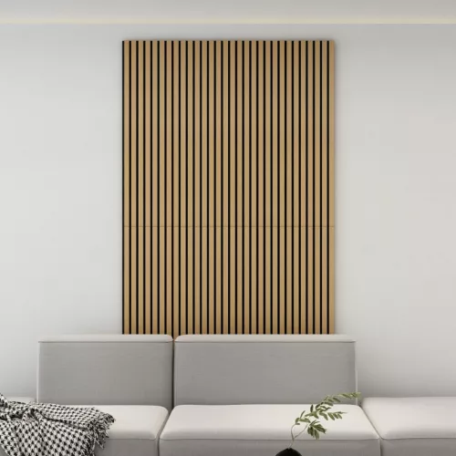 Akusztikus fali panel 4db 120x60 cm sötét tölgyfa hatású lamellás falburkolat dekorpanel