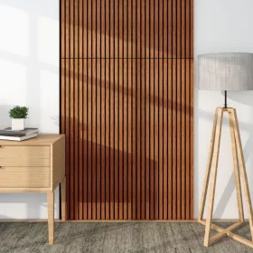   Akusztikus fali panel 4db 120x60 cm teakfa hatású lamellás falburkolat dekorpanel