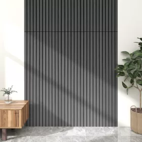   Akusztikus fali panel 4db 120x60 cm szürke tölgyfa hatású lamellás falburkolat dekorpanel