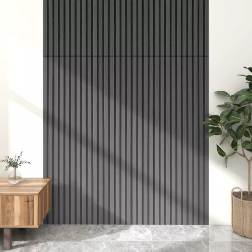 Akusztikus fali panel 4db 120x60 cm szürke tölgyfa hatású lamellás falburkolat dekorpanel