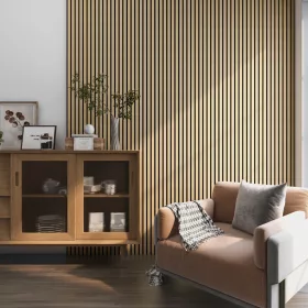   Akusztikus fali panel 4db 120x60 cm világos tölgyfa hatású lamellás falburkolat dekorpanel