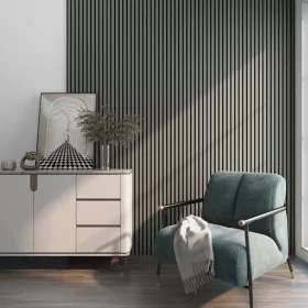   Akusztikus fali panel 4db 120x60 cm világosszürke tölgyfa hatású lamellás falburkolat dekorpanel