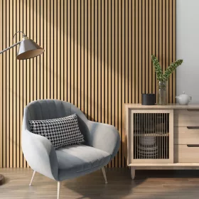   Akusztikus fali panel 8db 120x60 cm sötét tölgyfa hatású lamellás falburkolat dekorpanel