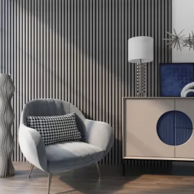   Akusztikus fali panel 8db 120x60 cm szürke tölgyfa hatású lamellás falburkolat dekorpanel