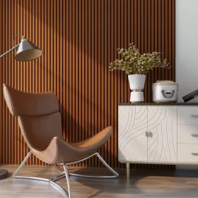   Akusztikus fali panel 12db 120x60 cm teakfa hatású lamellás falburkolat dekorpanel
