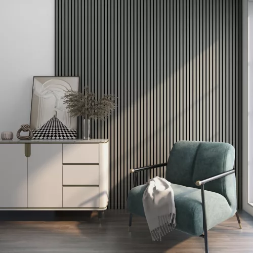 Akusztikus fali panel 12db 120x60 cm világosszürke tölgyfa hatású lamellás falburkolat dekorpanel 