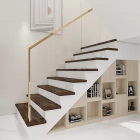   Lépcsőburkolat 6 db szett élvédővel sötét fa tónusú PVC lépcsőfok burkolat, ragasztható lépcsőlap