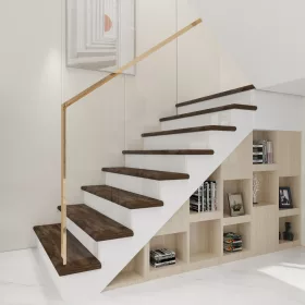   Lépcsőburkolat 8 db szett élvédővel sötét fa tónusú PVC lépcsőfok burkolat, ragasztható lépcsőlap