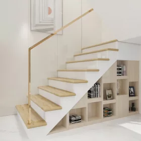   Lépcsőburkolat 4 db szett élvédővel tölgyfa hatású PVC lépcsőfok burkolat, ragasztható lépcsőlap