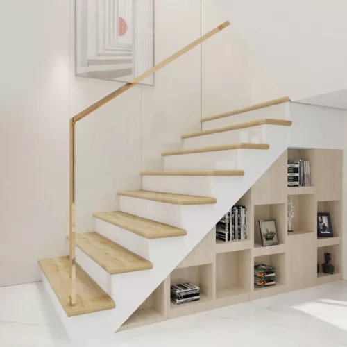 Lépcsőburkolat 4 db szett élvédővel tölgyfa hatású PVC lépcsőfok burkolat, ragasztható lépcsőlap