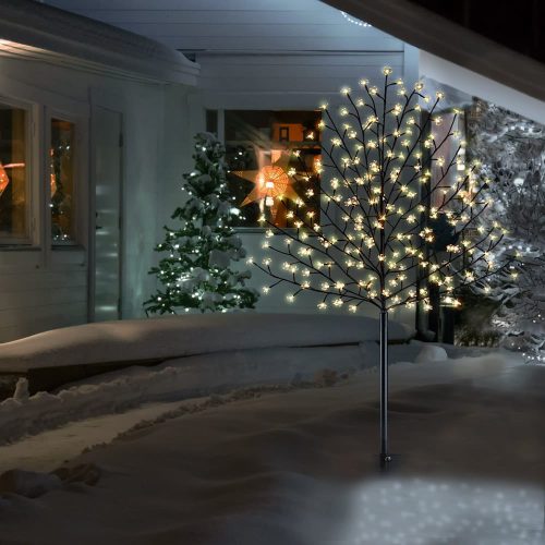 Illuminated decorative tree cherry blossom LED tree with remote control warm white light 180 cm indoor/outdoor