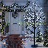 Illuminated decorative tree cherry blossom LED tree with remote control cold white light 180 cm indoor/outdoor