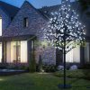 Illuminated decorative tree cherry blossom LED tree with remote control cold white light 220 cm indoor/outdoor