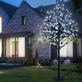   Világító díszfa cseresznyevirág LED fa távirányítóval hideg fehér fényű 220 cm beltéri/kültéri