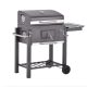 Barbecue grill with height adjustment, luxury design, openable grill with lid, BBQ grill, rolling firebox with height adjustment