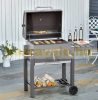 Barbecue grill with height adjustment, luxury design, openable grill with lid, BBQ grill, rolling firebox with height adjustment