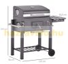 Barbecue grill with height adjustment, luxury design, openable grill with lid, BBQ grill, rolling firebox with height adjustment