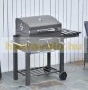 Barbecue grill with height adjustment, luxury design, openable grill with lid, BBQ grill, rolling firebox with height adjustment