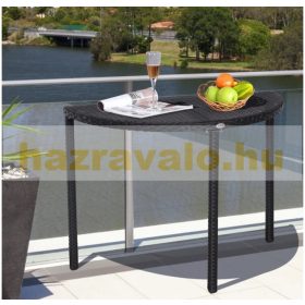 Félkör asztal polyrattan fekete 100x50x74 cm