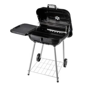   Grillsütő felnyitható fedeles grill BBQ grillező 96x61x83 cm fekete