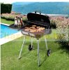 Grillsütő felnyitható fedeles grill BBQ grillező 96x61x83 cm fekete