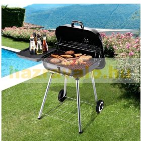   Grillsütő felnyitható fedeles grill BBQ grillező 96x61x83 cm fekete