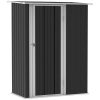 Small garden house 142x84x189 cm steel garden storage house outdoor shed dark gray tool storage house 