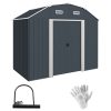 Galvanized steel garden small house 238x132x198 cm garden storage house outdoor shed dark gray tool pantry house 