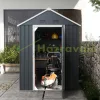 Kerti kis ház 259x172x222 cm acél kerti tárolóház ablakkal kültéri fészer szürke-fehér szerszámos kamra ház 