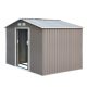 Galvanized steel garden small house with base gray color garden shed tool storage house 277x191x192 cm