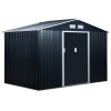 Galvanized steel garden small house with base black garden shed tool storage house 277x195x192 cm