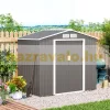 Horganyzott acél kerti kis ház alappal 213x130x185 cm szürke kerti fészer szerszámos kamra ház 