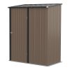 Small garden house 161x94x196 cm metal garden storage house outdoor shed brown tool storage house 