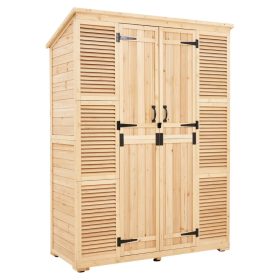   Fa kerti tárolószekrény 147×68×198 cm Időjárásálló kültéri szerszámos fészer 