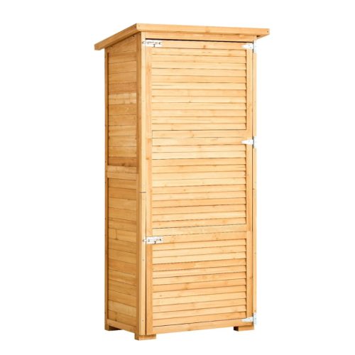 Szerszámos fészer 800x500x1620 mm fa kerti tárolószekrény időjárásálló kültéri szerszámtároló