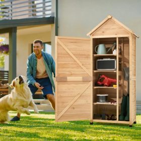   Szerszámos fészer 710x455x1600 mm tömör fenyőből készült kerti tárolószekrény