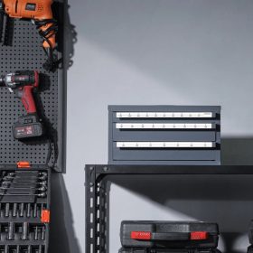   Professzionális acél fúrószár-tároló szekrény 3 fiókos, 27 rekeszes, A–Z méretskálához szerszámtartó