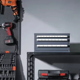   Professzionális acél fúrószár-tároló szekrény 3 fiókos, 27 rekeszes, A–Z méretskálához szerszámtartó