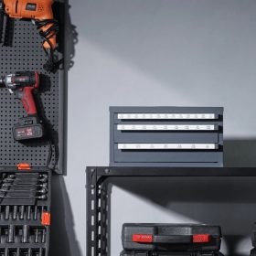   Professzionális acél fúrószár-tároló szekrény 3 fiókos, 29 rekeszes, 1,6–12,7 mm mérettartományhoz