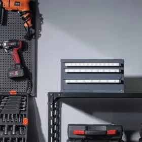   Professzionális acél fúrószár-tároló szekrény 3 fiókos, 29 rekeszes, 1,6–12,7 mm mérettartományhoz