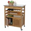 Small kitchen cabinet with drawers kitchen storage made of bamboo with a stainless counter with a drawer with 2 trays and a small cabinet 