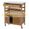 Small kitchen cabinet with drawers kitchen storage made of bamboo with a stainless counter with a drawer with 2 trays and a small cabinet 