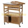 Small kitchen cabinet with drawers kitchen storage made of bamboo with a stainless counter with a drawer with 2 trays and a small cabinet 
