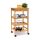 Rolling 3-drawer kitchen storage made of bamboo with a drawer with 2 trays and a wine rack