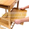 Rolling 3-drawer kitchen storage made of bamboo with a drawer with 2 trays and a wine rack
