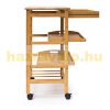 Rolling 3-drawer kitchen storage made of bamboo with a drawer with 2 trays and a wine rack